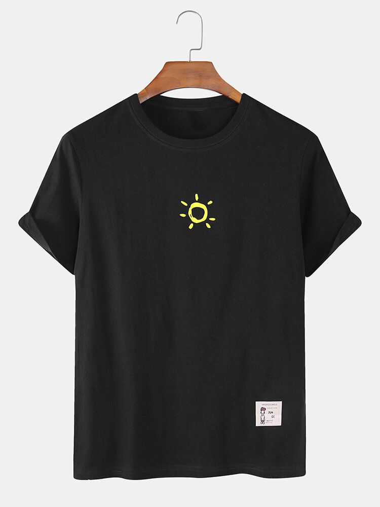 Camisetas De Diseñador De Manga Corta Con Cuello Redondo Y Estampado De Sol Simple De Algodón