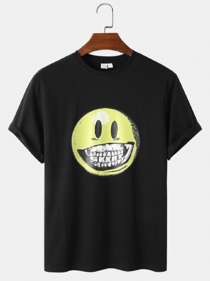 Camisetas Divertidas Con Cuello Redondo Sueltas Y Sueltas Para Hombre Con Estampado De Cara De Sonrisa Grande Para Hombre