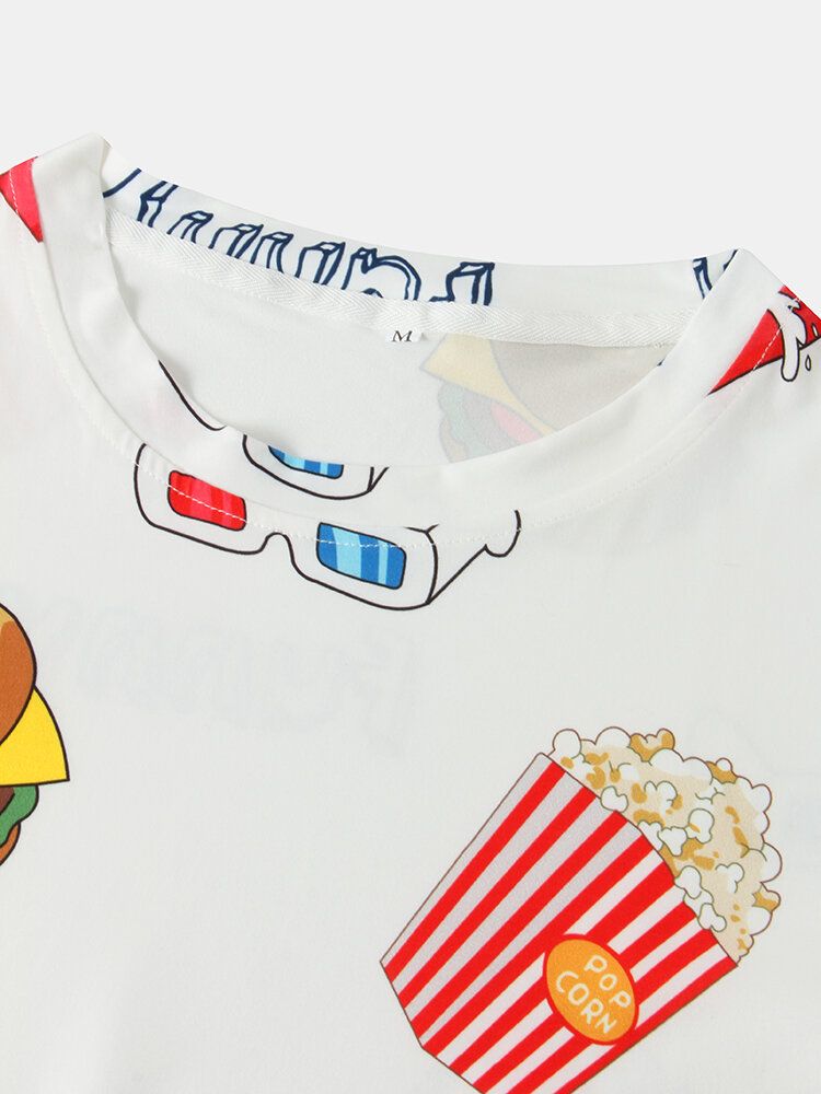 Camisetas Divertidas De Manga Corta De Algodón Con Cuello Redondo Y Estampado De Comida Rápida Para Hombre