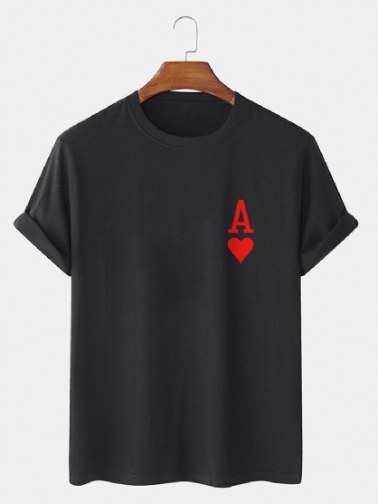Camisetas De Manga Corta 100% Algodón Con Estampado De Póquer Ace Of Hearts Para Hombre