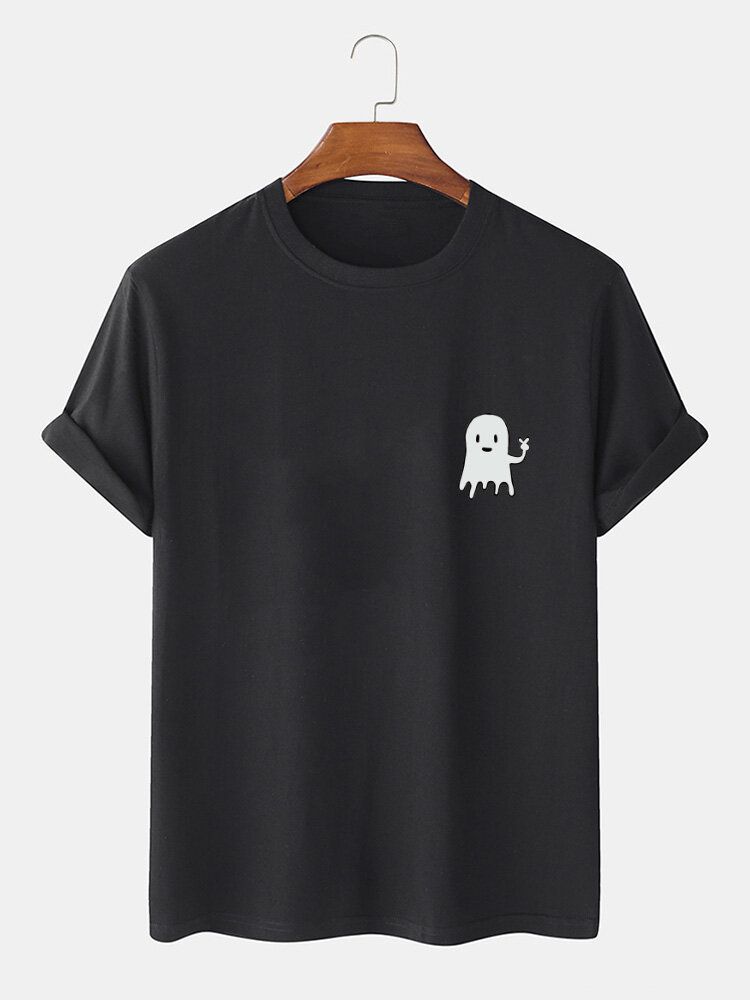 Camisetas De Manga Corta De Algodón Con Estampado De Fantasmas De Dibujos Animados De Halloween Para Hombre