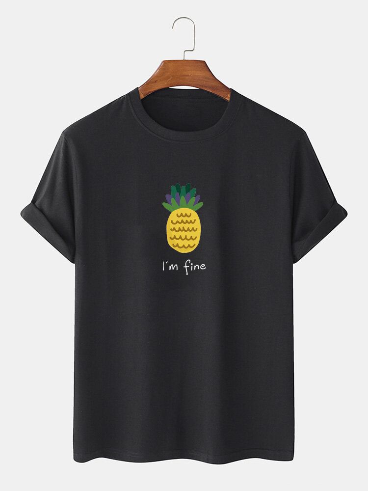 Camisetas De Manga Corta De Algodón Con Estampado De Letras Con Estampado De Piña De Dibujos Animados