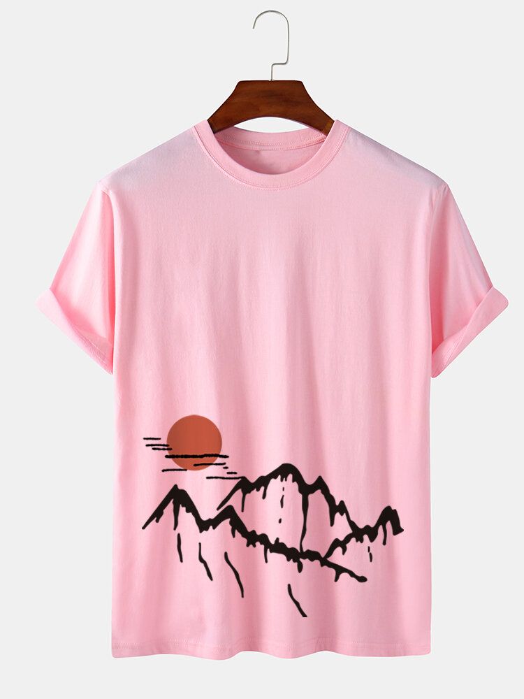 Camisetas De Manga Corta De Algodón Con Estampado De Paisaje Ukiyoe Para Hombre