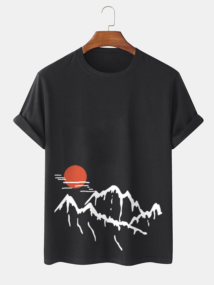 Camisetas De Manga Corta De Algodón Con Estampado De Paisaje Ukiyoe Para Hombre