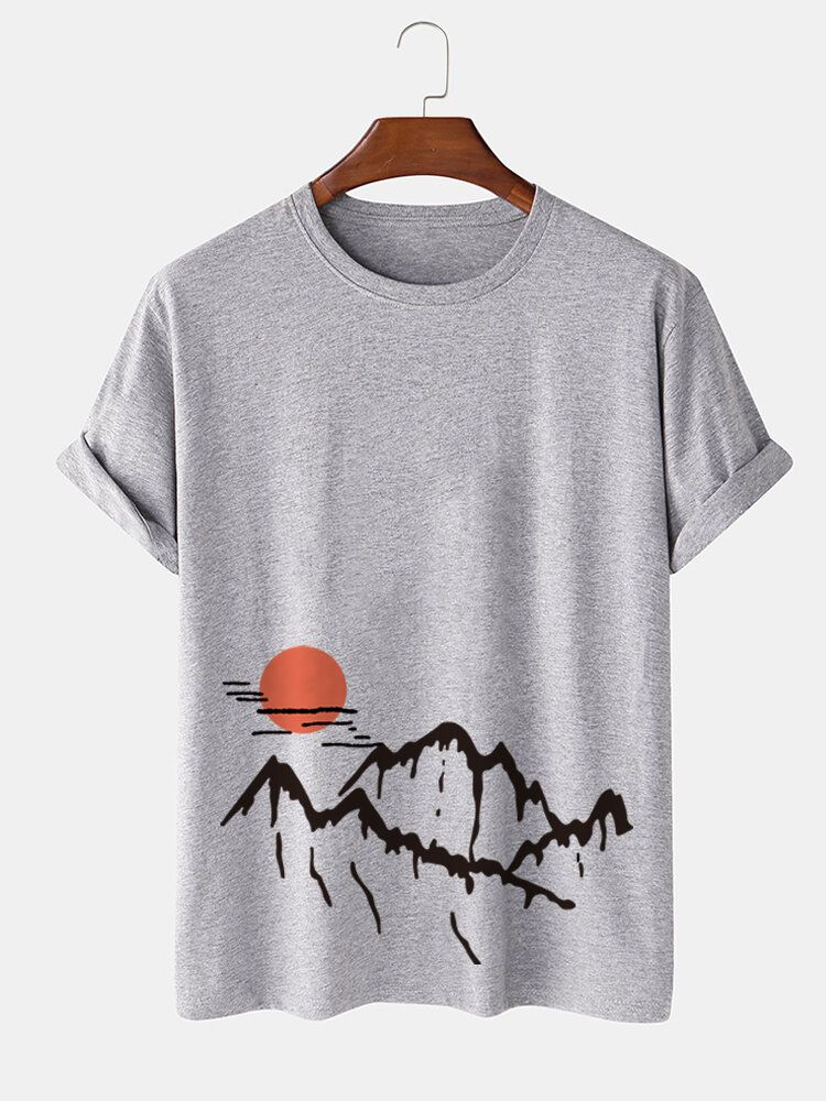 Camisetas De Manga Corta De Algodón Con Estampado De Paisaje Ukiyoe Para Hombre