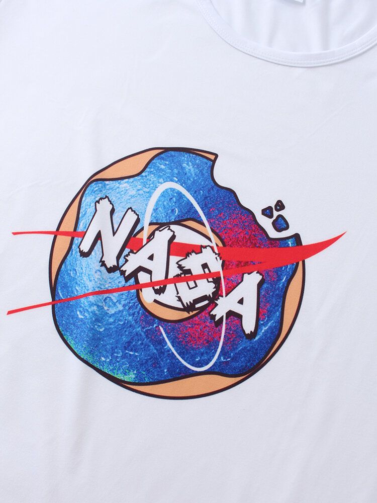 Camisetas De Manga Corta Casual Con Cuello Redondo Y Estampado De Planeta Astronauta 100% Algodón Para Hombre