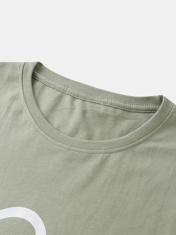 Camisetas De Manga Corta Casual De Cuello Redondo De Algodón Con Estampado De Letras Para Hombre