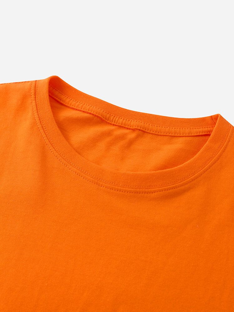 Camisetas De Manga Corta Casuales De Cuello Redondo De Color Sólido De Algodón