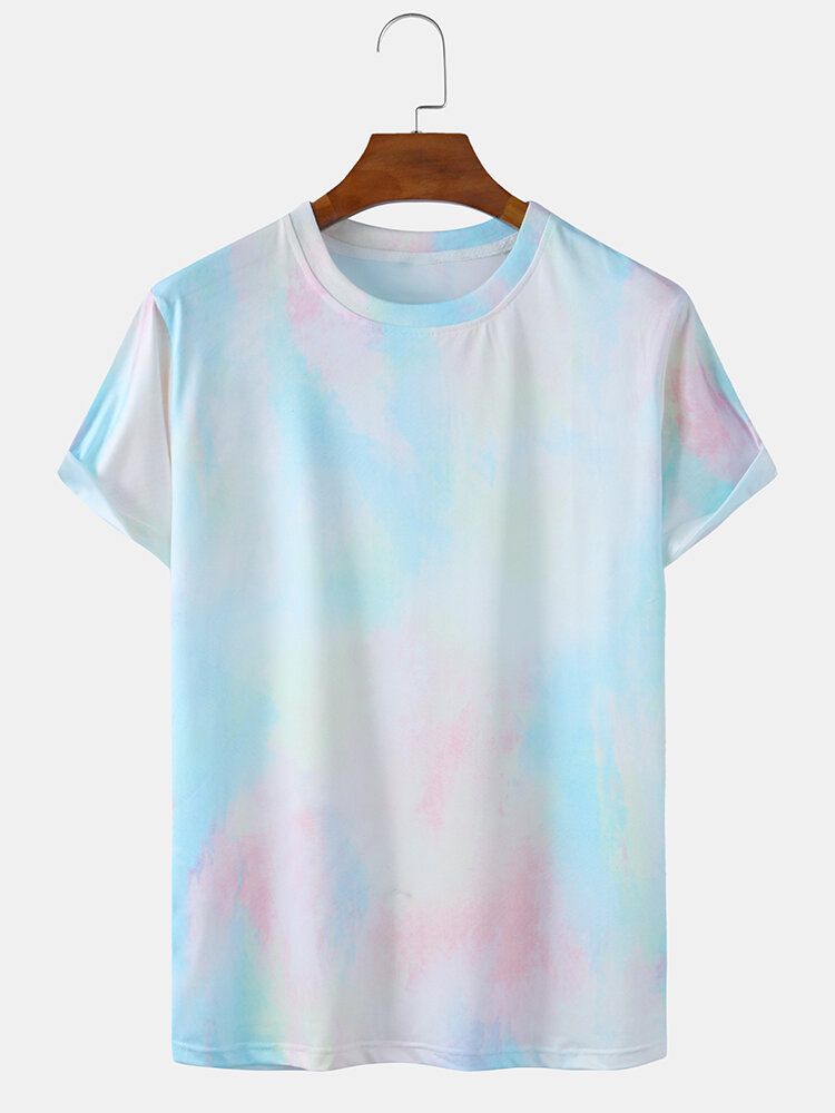 Camisetas De Manga Corta Con Cuello Redondo Informales Y Ligeras Con Estampado Tie-dye Para Hombre