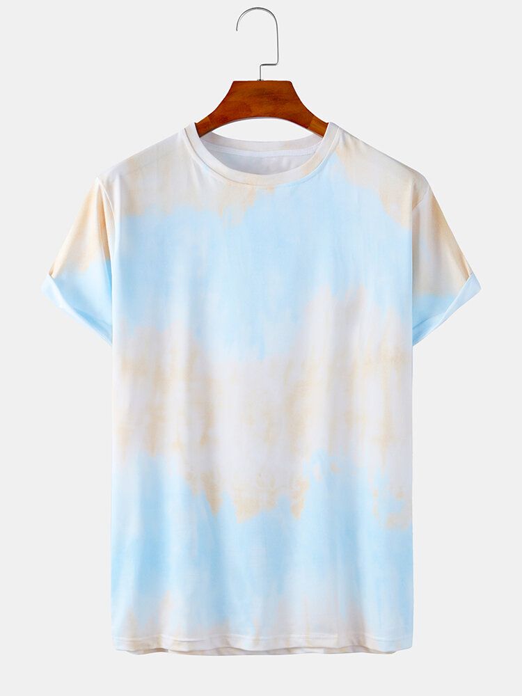 Camisetas De Manga Corta Con Cuello Redondo Informales Y Ligeras Con Estampado Tie-dye Para Hombre