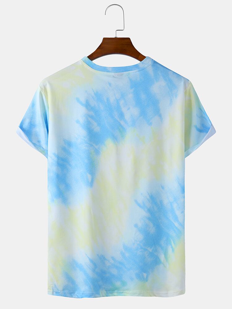 Camisetas De Manga Corta Con Cuello Redondo Informales Y Ligeras Con Estampado Tie-dye Para Hombre