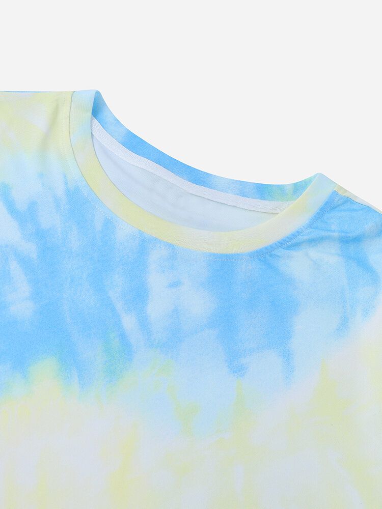 Camisetas De Manga Corta Con Cuello Redondo Informales Y Ligeras Con Estampado Tie-dye Para Hombre