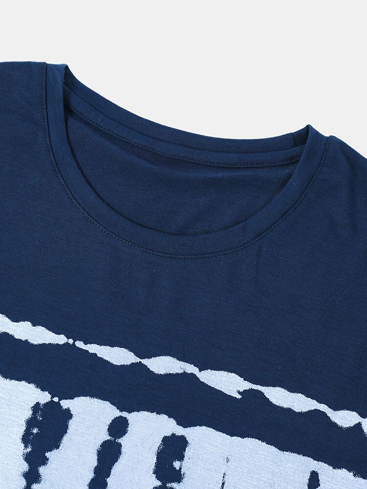 Camisetas De Manga Corta Con Cuello Redondo Y Estampado Abstracto 100% Algodón Para Hombre