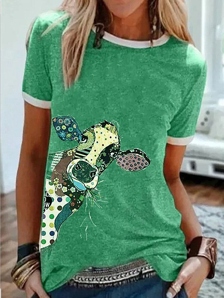 Camisetas De Manga Corta Con Cuello Redondo Y Estampado Animal De Jirafa De Dibujos Animados