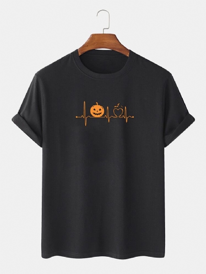 Camisetas De Manga Corta Con Cuello Redondo Y Estampado De Dibujos Animados De Halloween 100% Algodón Para Hombre