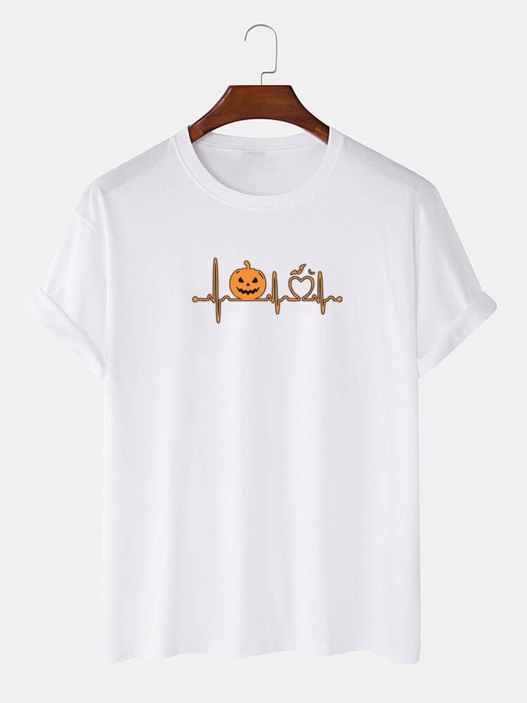 Camisetas De Manga Corta Con Cuello Redondo Y Estampado De Dibujos Animados De Halloween 100% Algodón Para Hombre