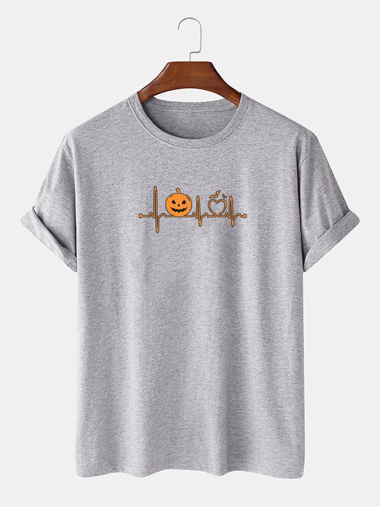 Camisetas De Manga Corta Con Cuello Redondo Y Estampado De Dibujos Animados De Halloween 100% Algodón Para Hombre