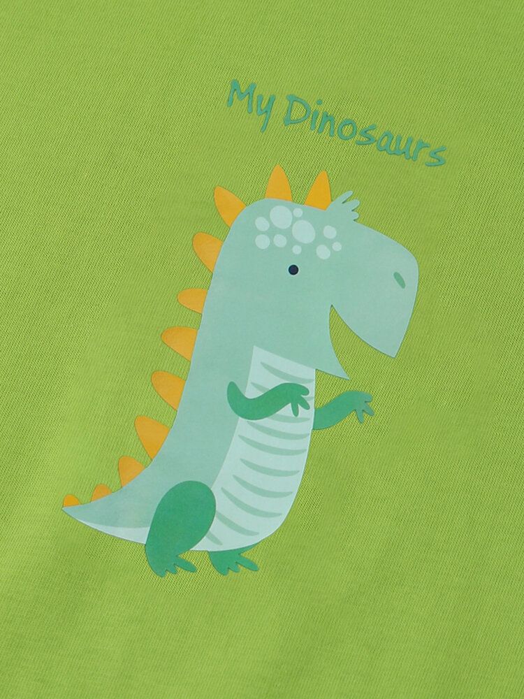 Camisetas De Manga Corta Con Cuello Redondo Y Estampado Lindo De Dinosaurio De Dibujos Animados De Algodón