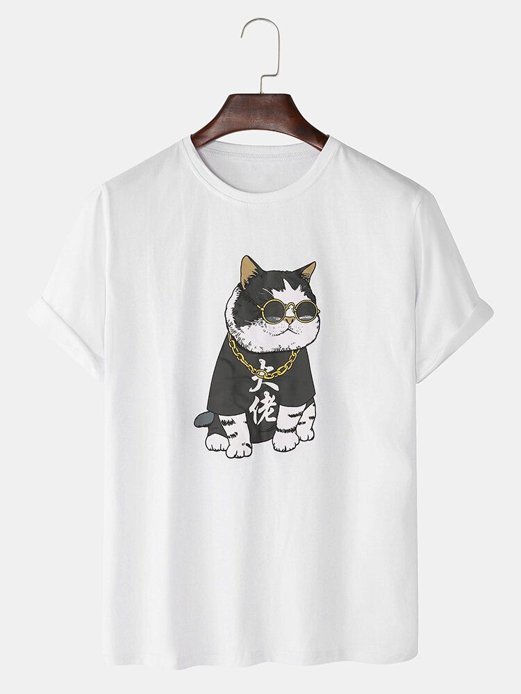 Camisetas De Manga Corta Con Cuello Redondo Y Estampado De Perro De Dibujos Animados Frescos De Algodón Transpirable