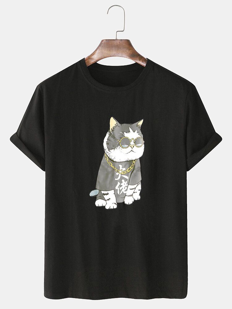 Camisetas De Manga Corta Con Cuello Redondo Y Estampado De Perro De Dibujos Animados Frescos De Algodón Transpirable