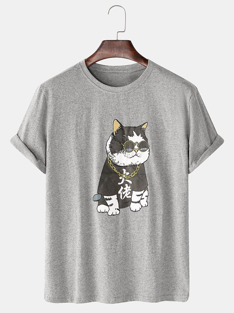 Camisetas De Manga Corta Con Cuello Redondo Y Estampado De Perro De Dibujos Animados Frescos De Algodón Transpirable