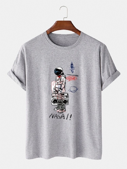 Camisetas De Manga Corta Con Estampado De Astronauta De Dibujos Animados De Diseñador 100% Algodón