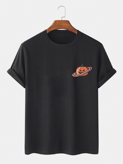 Camisetas De Manga Corta Con Estampado De Calabaza De Halloween Para Hombre 100% Algodón