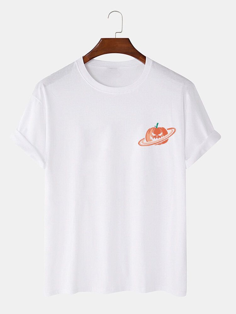 Camisetas De Manga Corta Con Estampado De Calabaza De Halloween Para Hombre 100% Algodón