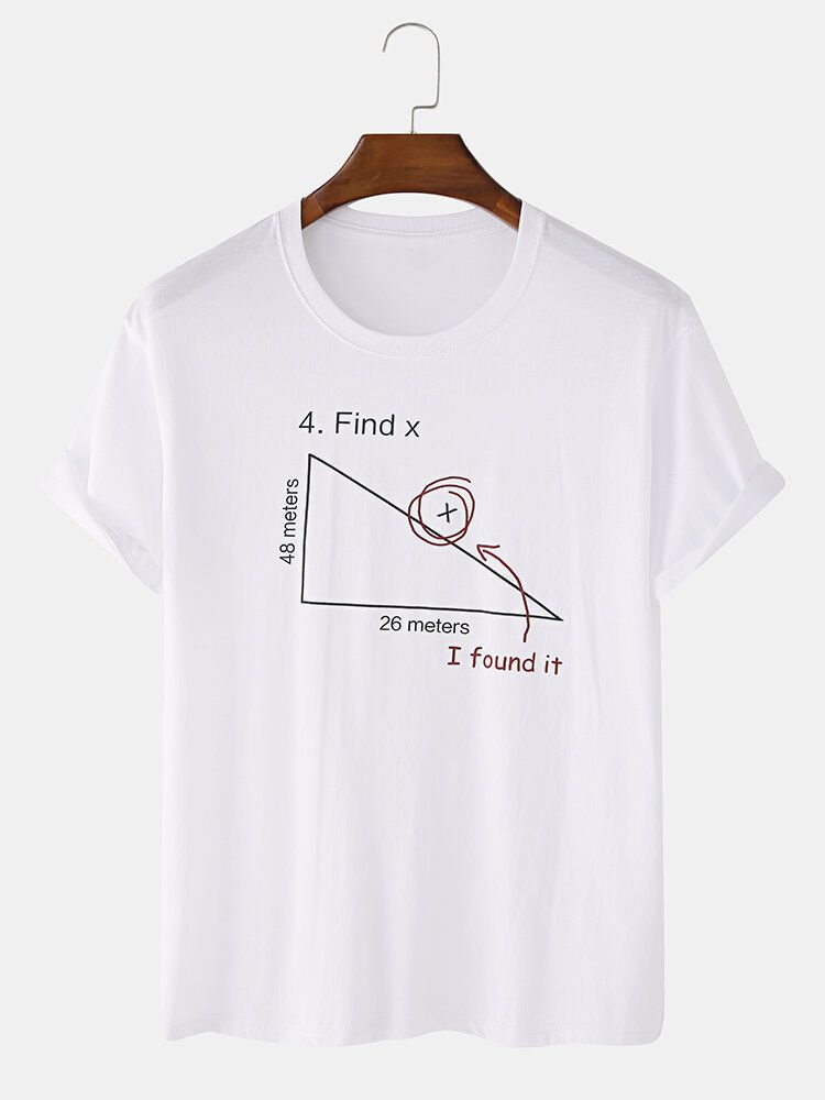 Camisetas De Manga Corta Con Estampado De Geometría Matemática 100% Algodón Para Hombre