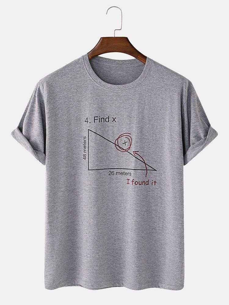 Camisetas De Manga Corta Con Estampado De Geometría Matemática 100% Algodón Para Hombre