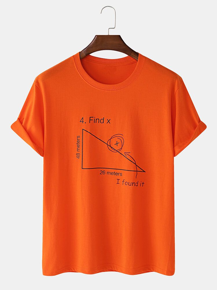 Camisetas De Manga Corta Con Estampado De Geometría Matemática 100% Algodón Para Hombre