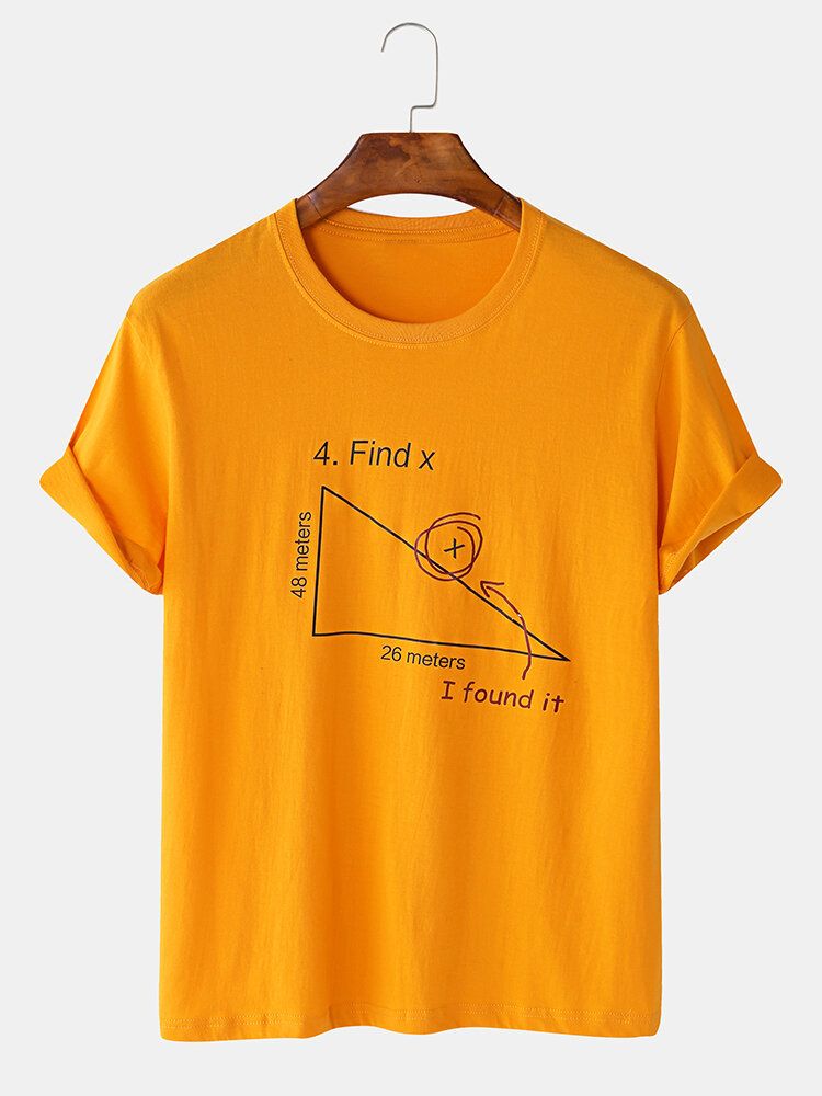 Camisetas De Manga Corta Con Estampado De Geometría Matemática 100% Algodón Para Hombre