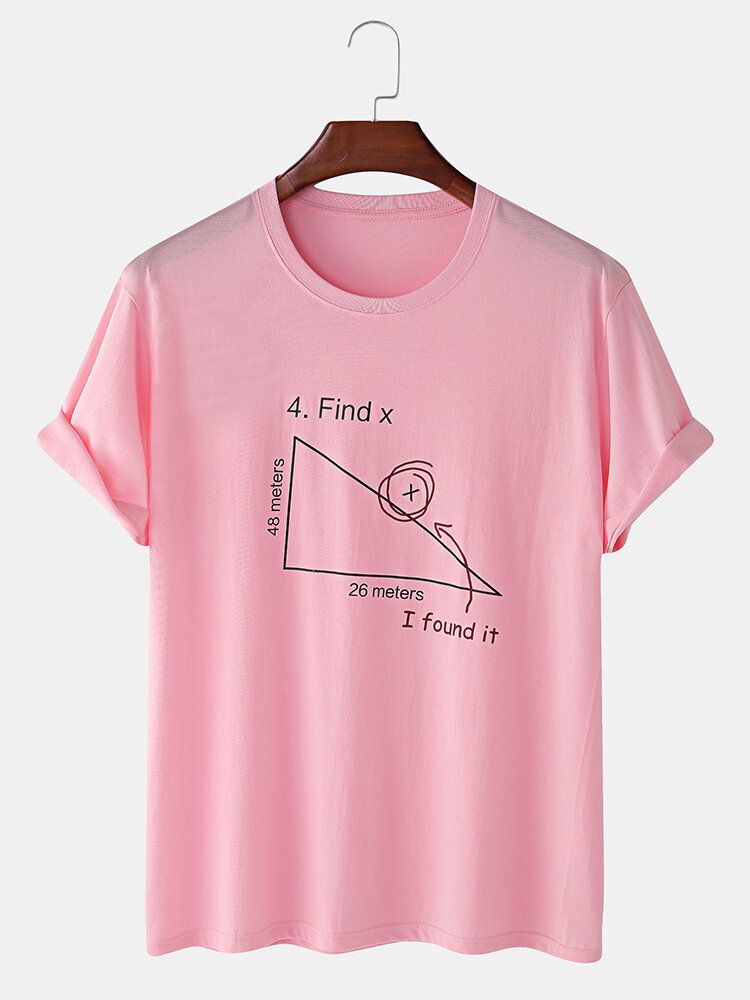 Camisetas De Manga Corta Con Estampado De Geometría Matemática 100% Algodón Para Hombre