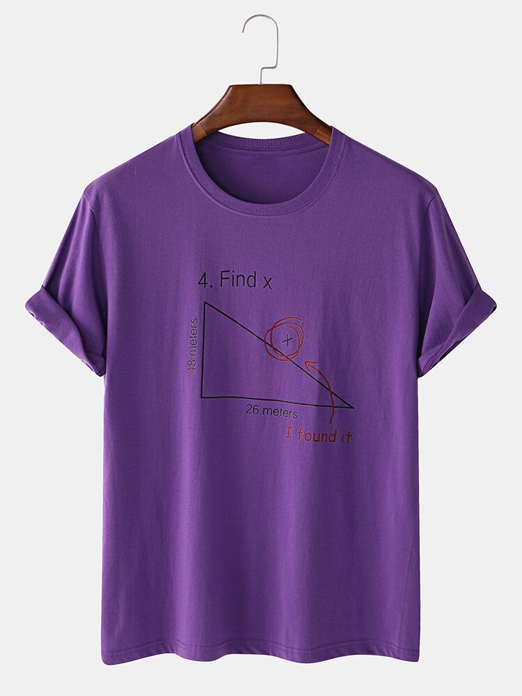 Camisetas De Manga Corta Con Estampado De Geometría Matemática 100% Algodón Para Hombre