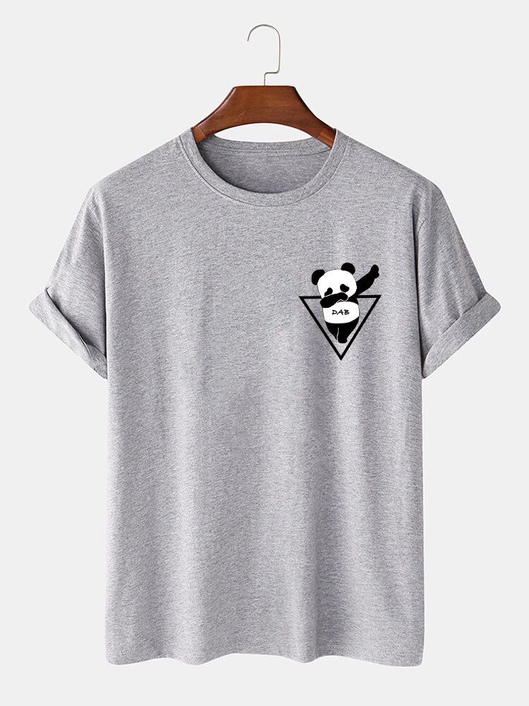 Camisetas De Manga Corta Con Estampado De Panda De Dibujos Animados 100% Algodón Para Hombre