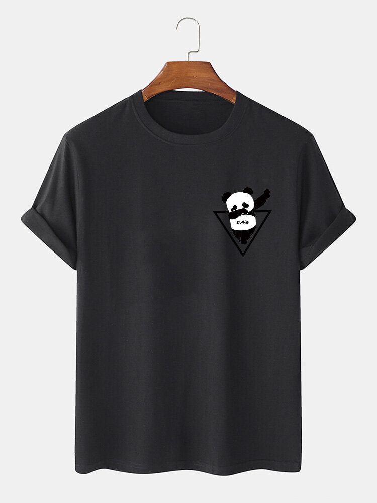 Camisetas De Manga Corta Con Estampado De Panda De Dibujos Animados 100% Algodón Para Hombre