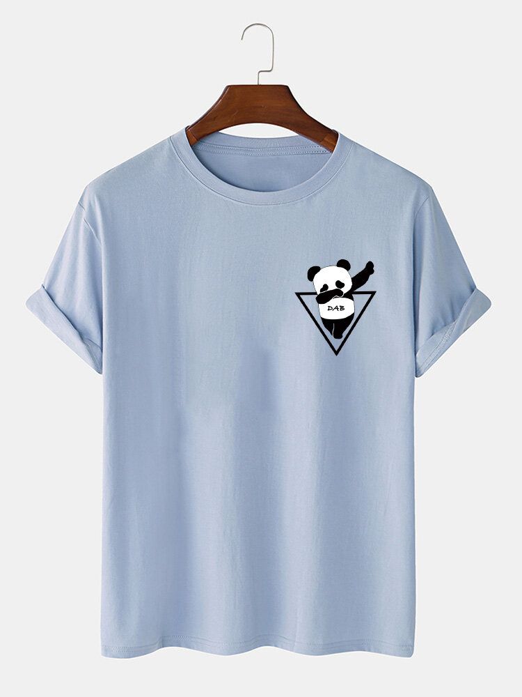 Camisetas De Manga Corta Con Estampado De Panda De Dibujos Animados 100% Algodón Para Hombre