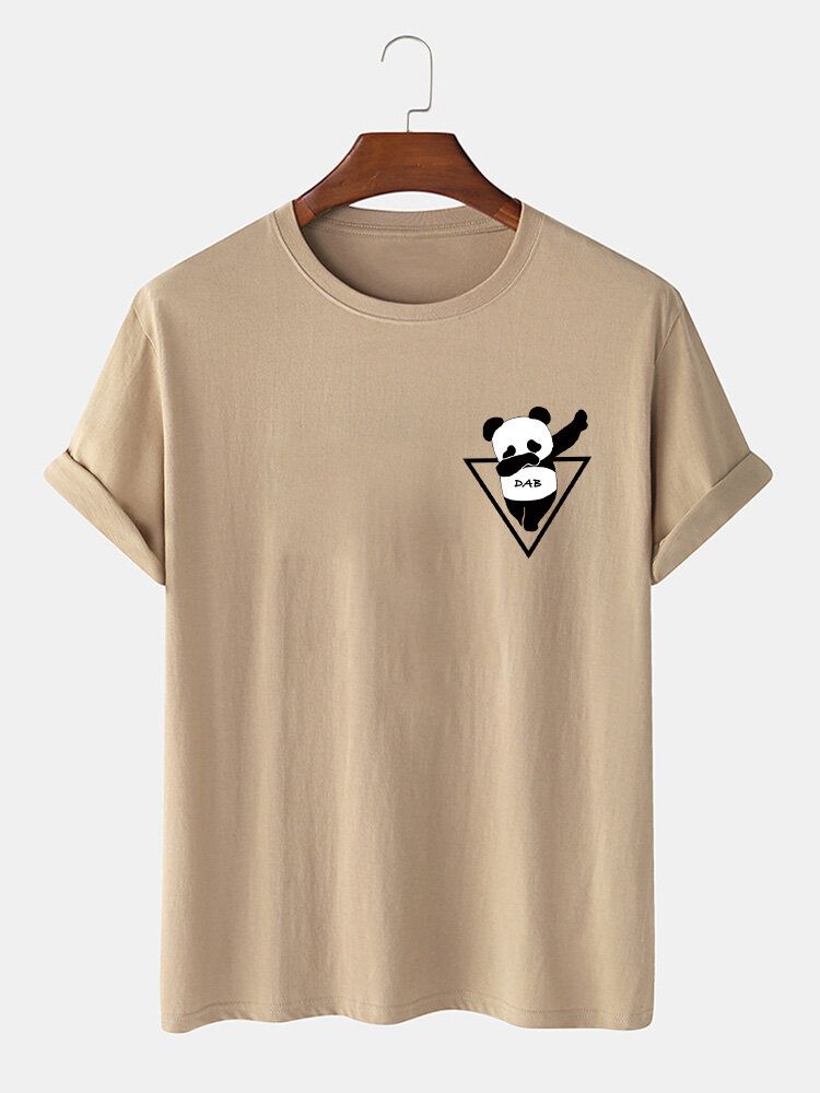 Camisetas De Manga Corta Con Estampado De Panda De Dibujos Animados 100% Algodón Para Hombre