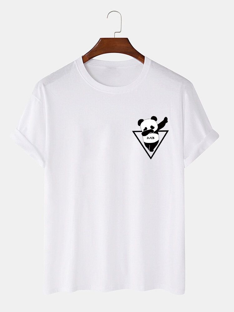 Camisetas De Manga Corta Con Estampado De Panda De Dibujos Animados 100% Algodón Para Hombre