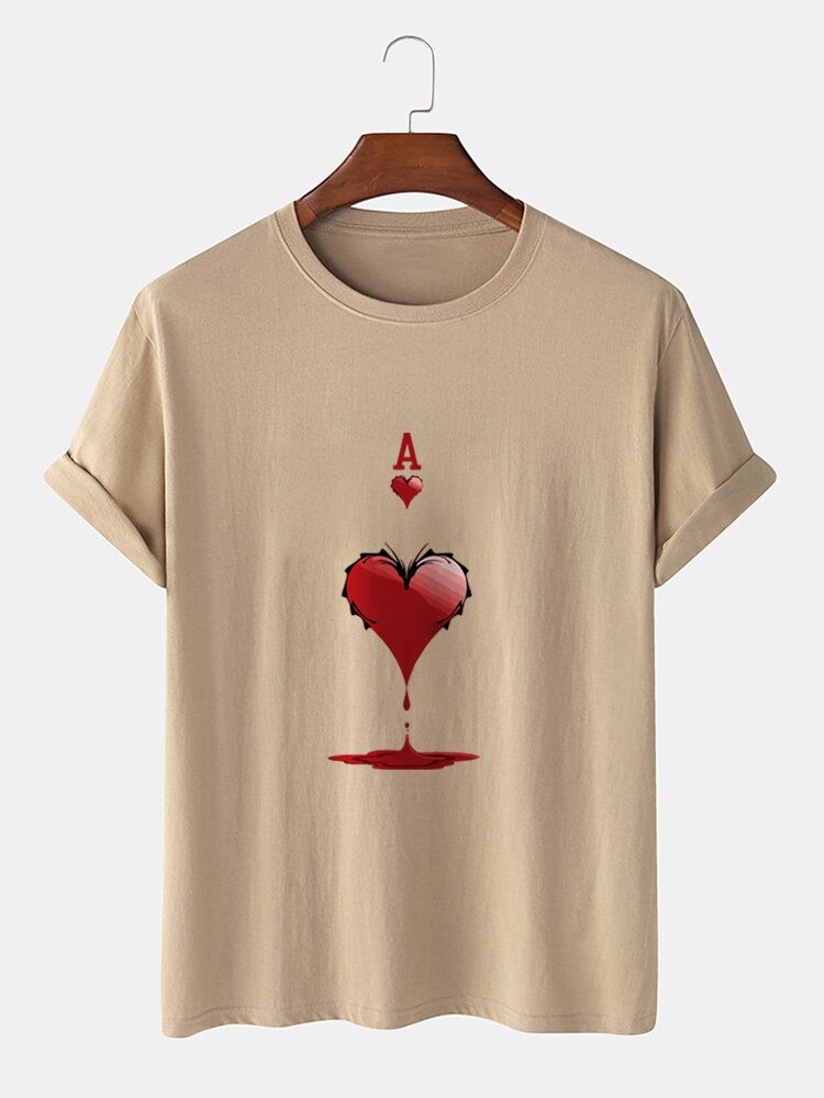 Camisetas De Manga Corta Con Estampado De Póquer Ace Of Hearts 100% Algodón Para Hombre