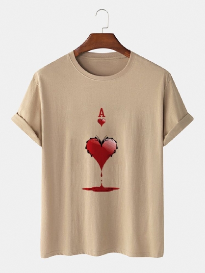 Camisetas De Manga Corta Con Estampado De Póquer Ace Of Hearts 100% Algodón Para Hombre