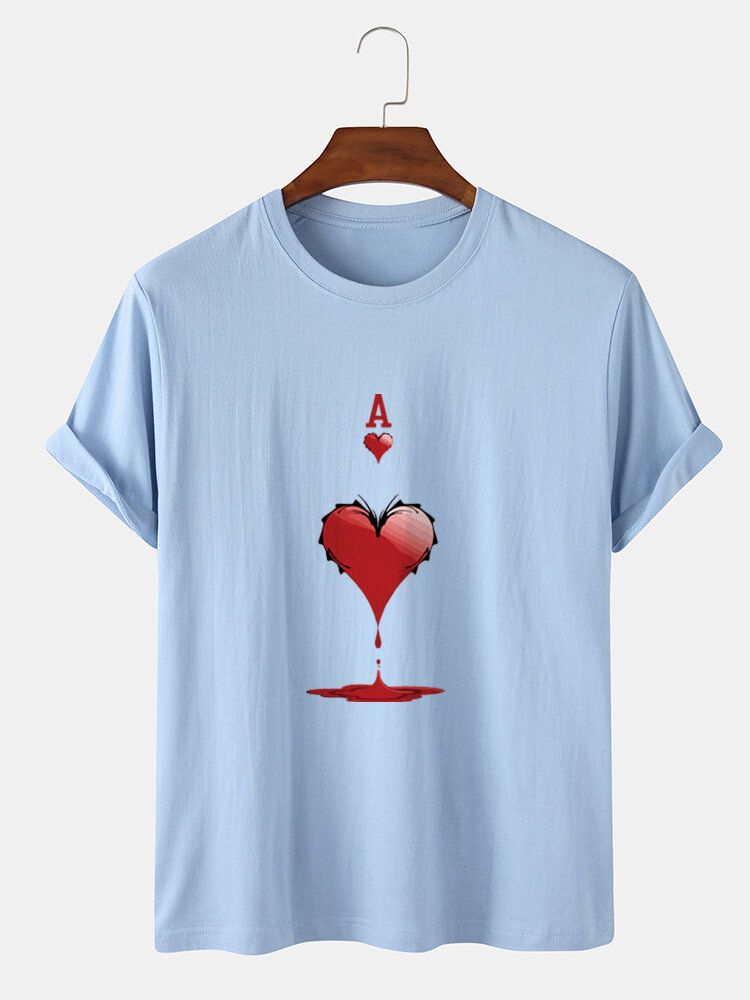 Camisetas De Manga Corta Con Estampado De Póquer Ace Of Hearts 100% Algodón Para Hombre