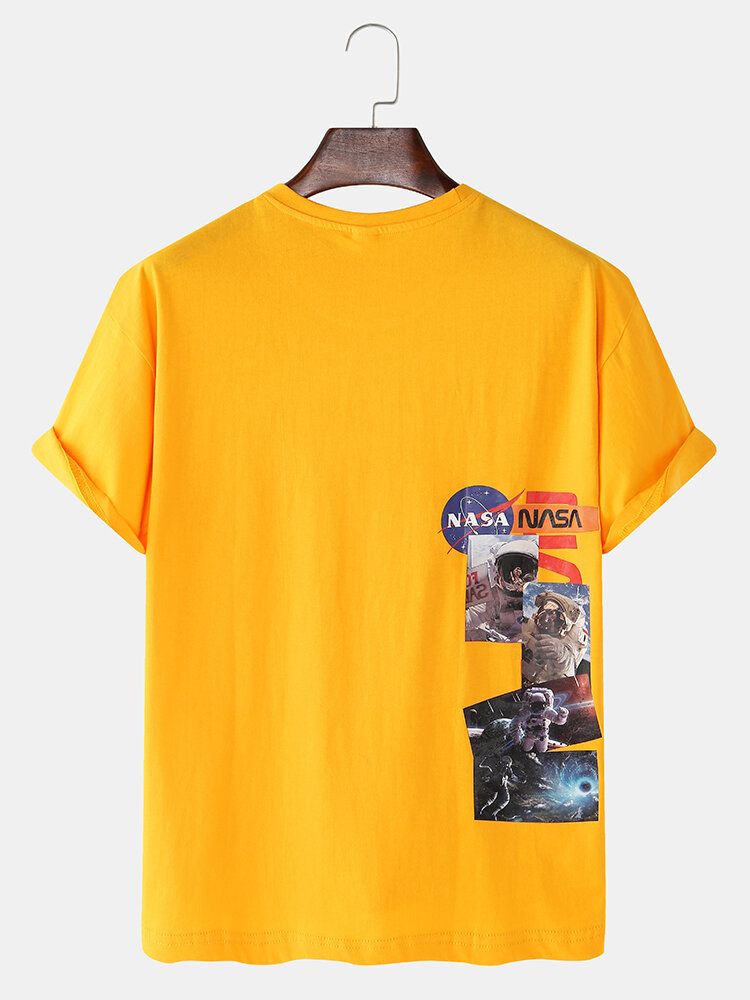 Camisetas De Manga Corta De Cuello Redondo Transpirables Con Licencia De Espalda De Astronauta 100% Algodón