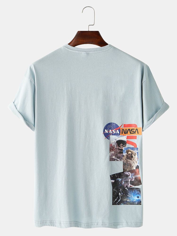 Camisetas De Manga Corta De Cuello Redondo Transpirables Con Licencia De Espalda De Astronauta 100% Algodón