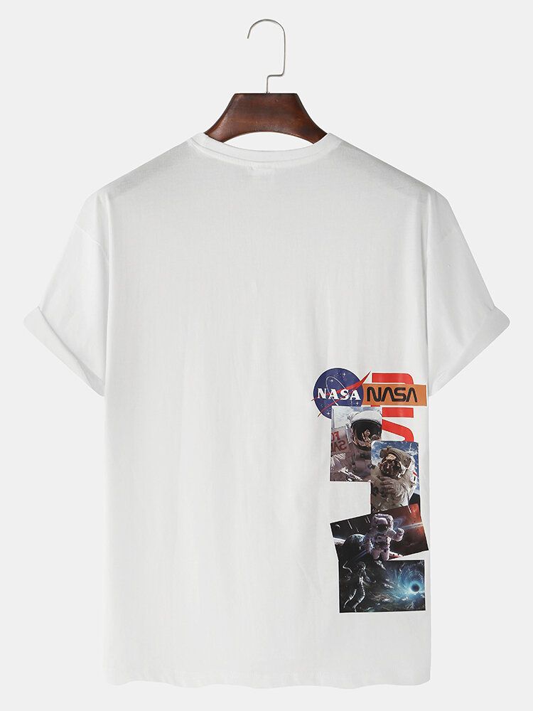 Camisetas De Manga Corta De Cuello Redondo Transpirables Con Licencia De Espalda De Astronauta 100% Algodón