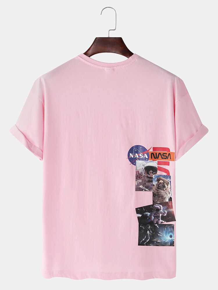 Camisetas De Manga Corta De Cuello Redondo Transpirables Con Licencia De Espalda De Astronauta 100% Algodón