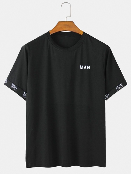 Camisetas De Manga Corta Informales Con Cuello Redondo Transpirable Con Estampado De Letras Para Hombre