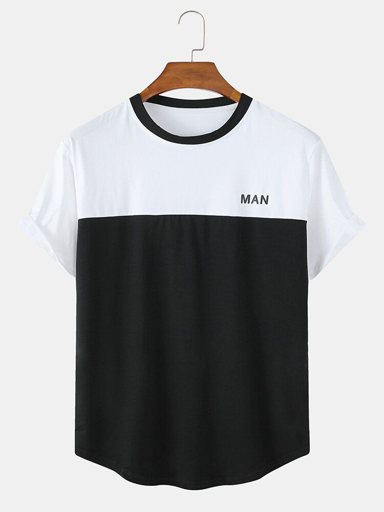 Camisetas De Manga Corta Informales Con Cuello Redondo Transpirable Con Estampado De Letras Para Hombre