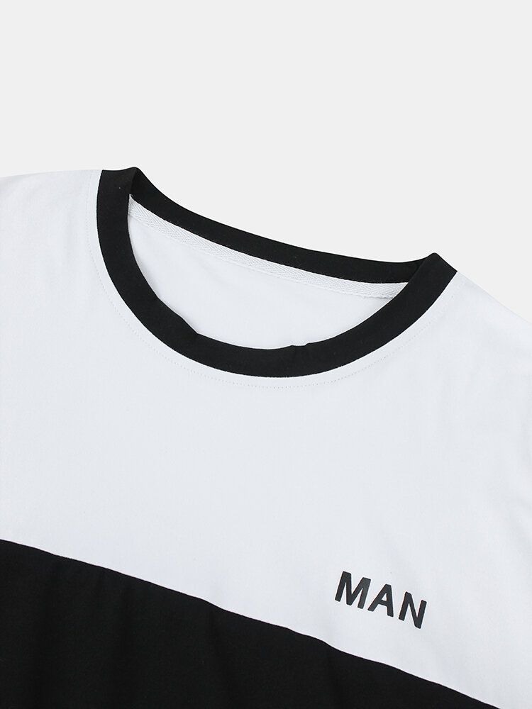 Camisetas De Manga Corta Informales Con Cuello Redondo Transpirable Con Estampado De Letras Para Hombre