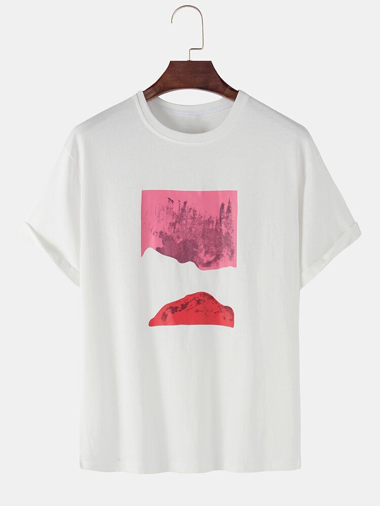 Camisetas De Manga Corta Sueltas De Algodón Con Estampado De Paisaje Para Hombre